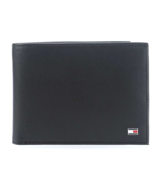 Denarnica TOMMY HILFIGER - črna, usnjena