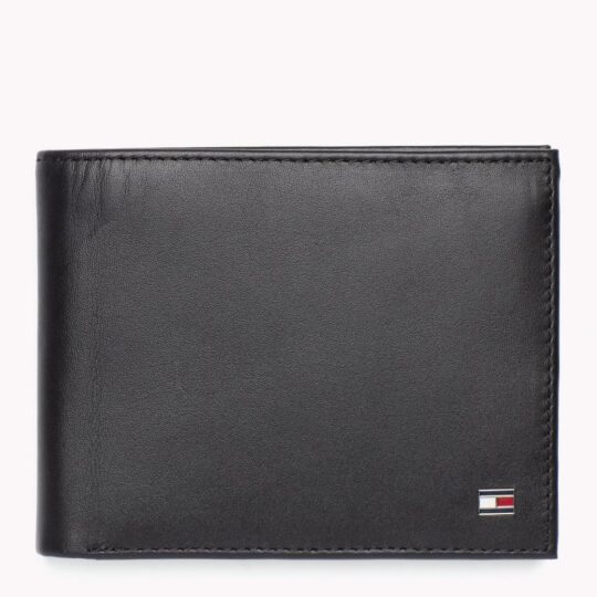 Denarnica TOMMY HILFIGER - črna, usnjena