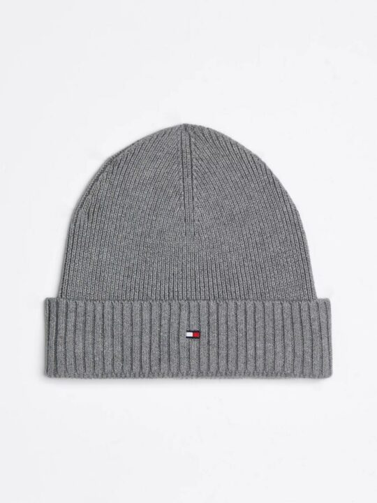 Kapa TOMMY HILFIGER Flag Pima - siva, bombažna, moška