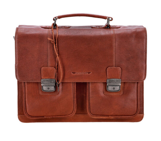 Poslovna torba AVIATOR - usnjena, rjava