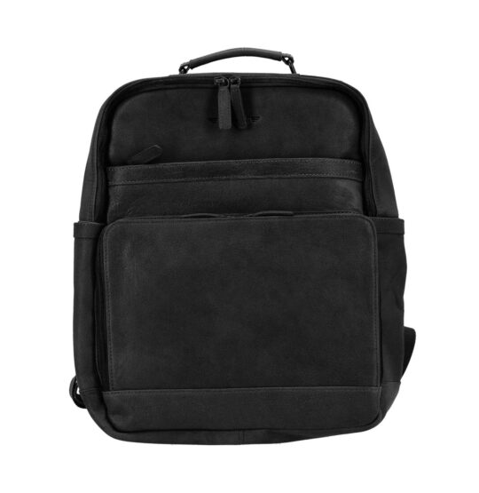 Poslovni nahrbtnik AVIATOR - usnjen, črn, buff trumbled