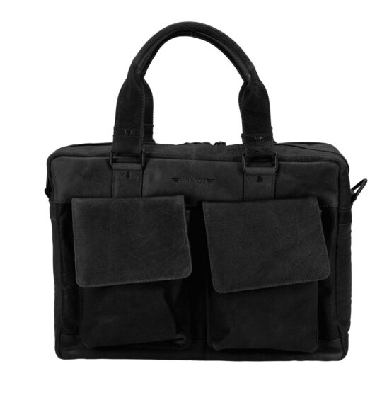 Poslovna torba AVIATOR - črna, usnjen, moška