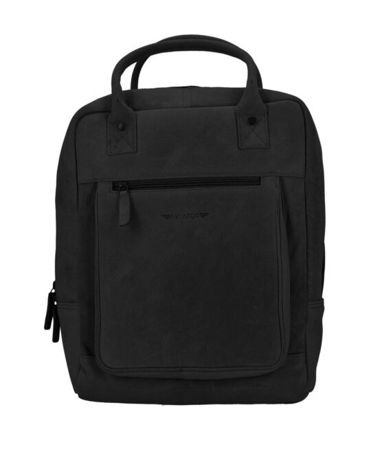 Poslovni nahrbtnik AVIATOR - usnjen, črn, Cow Timbaland