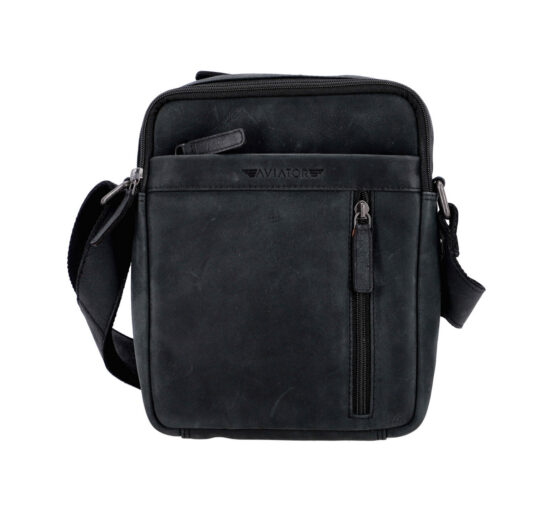 Torbica za čez ramo AVIATOR Timbaland - črna, usnjena, moška