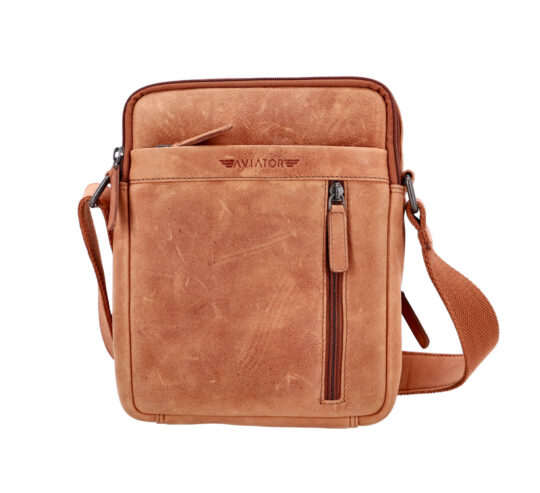 Torbica za čez ramo AVIATOR Timbaland - konjak, usnjena, moška