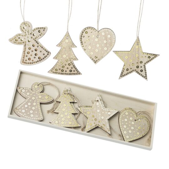 Set lesenih obeskov HEAVEN SENDS - božično drevo, 12v1