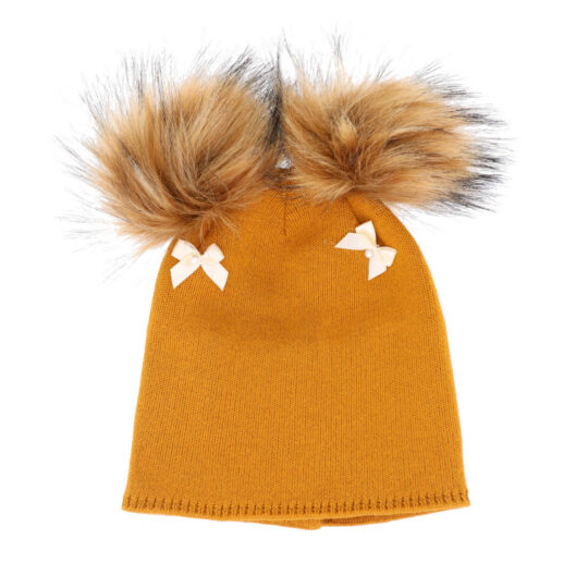 Kapa CAPU - rumena, z dvema cofoma, otroška dekliška