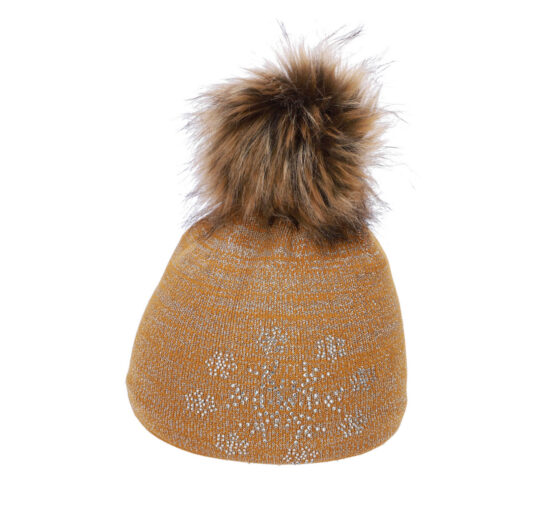 Kapa CAPU - rumena, s cofom in kristali Swarovski, ženska