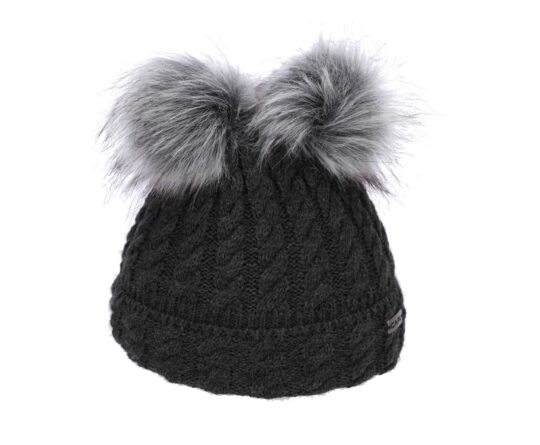 Kapa CAPU - črna, z dvema cofoma, otroška