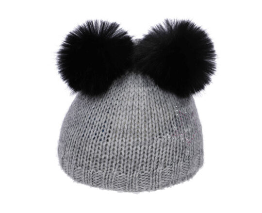 Kapa CAPU - svetlo siva, dva cofa, kristali Swarovski, otroška