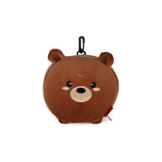 Potovalna blazina LEGAMI Teddy Bear - rjava, z masko za spanje