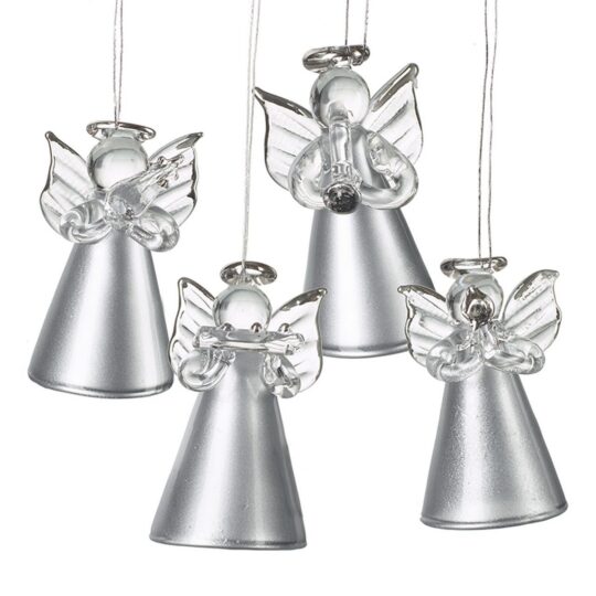 Okrasni obesek HEAVEN SENDS - stekleni angel, srebrn