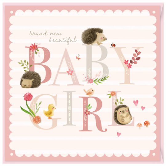 Voščilnica PARTISAN - baby girl hedge hugs, 1 kos