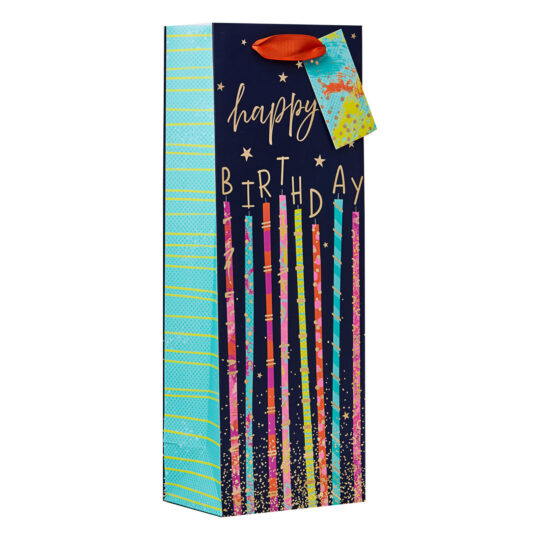 Darilna vrečka za steklenico PARTISAN - Candles Happy Birthday, 1 kos