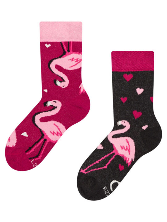 Nogavice DEDOLES Otroške dolge - unisex, flamingosi in srčki