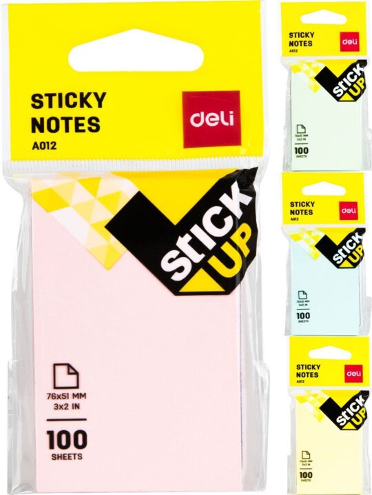 Samolepilni listi DELI - 76 x 51 mm, 100 listov, sort