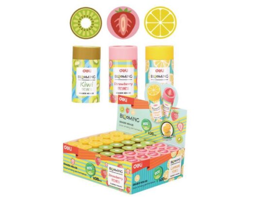 Radirka DELI - sadje, eco PVC, 30 kos