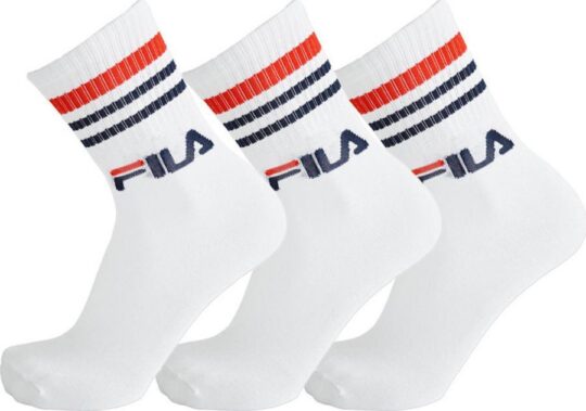 Nogavice FILA - dolge, bele, 3 pari, 35-38