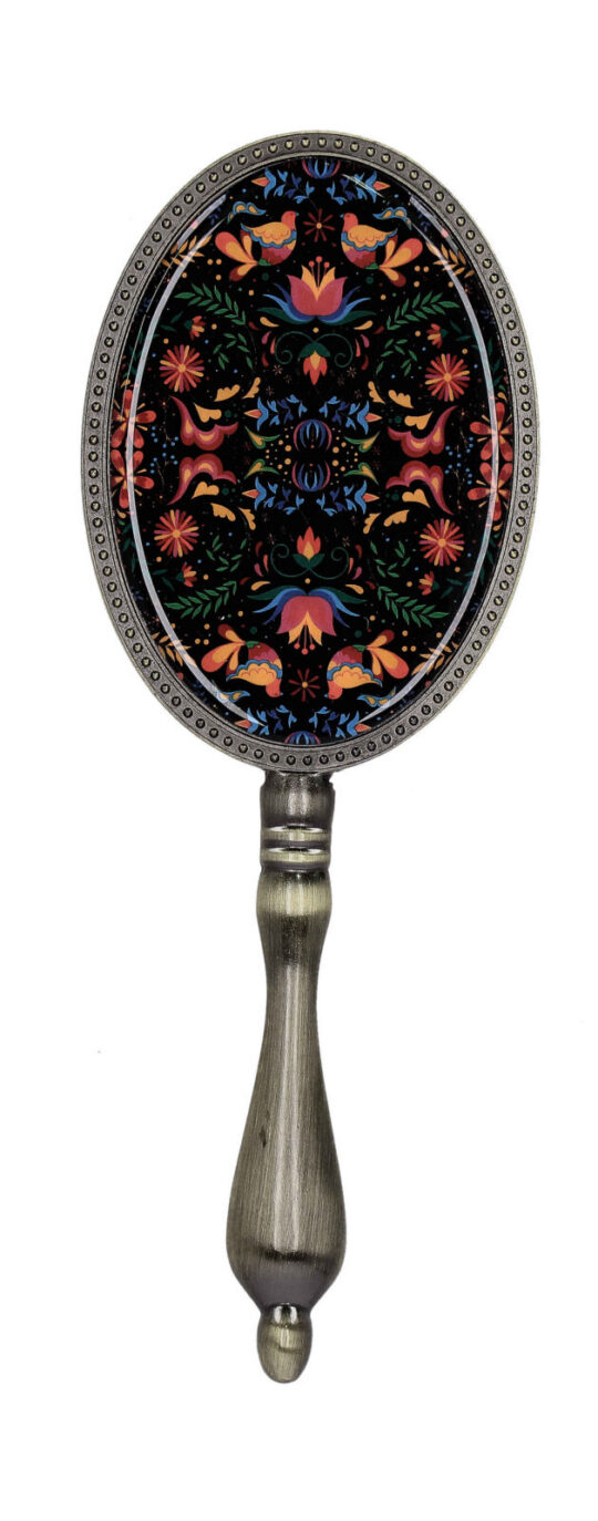 Ogledalo FRIDA - črno, z držalom