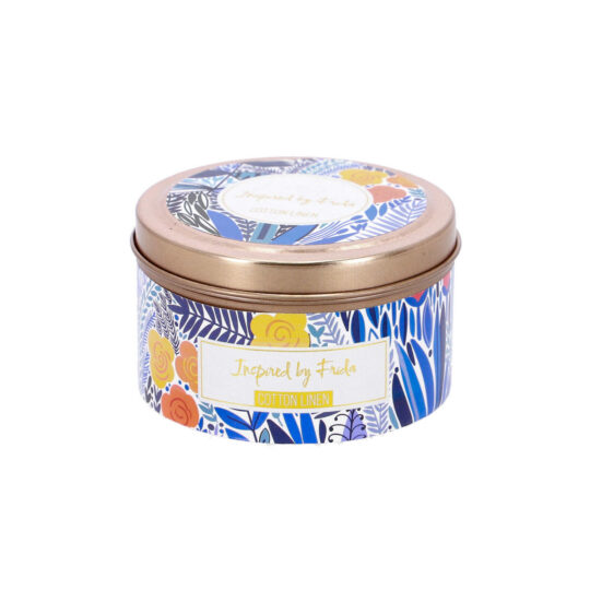 Sveča FRIDA - modra, pločevinka, 80 g, cotton linen