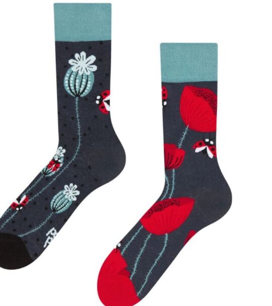 Nogavice DEDOLES - dolge, Ladybugs & Poppy Flowers, 39-42