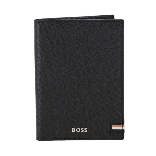 Etui za potni list HUGO BOSS - črn, usnjen