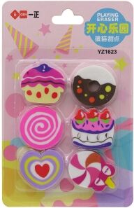 Radirka IIGEN - set, 6 kos, torta, sort