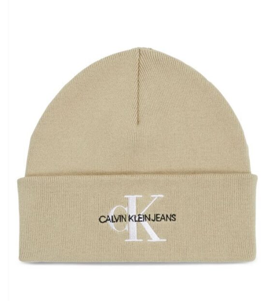 Kapa CALVIN KLEIN Monogram - bež, pletena, moška