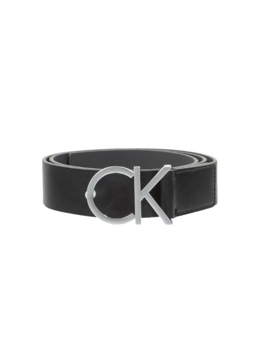 Pas CALVIN KLEIN Adj.Logo - črn, usnjen, ženski, 95 cm