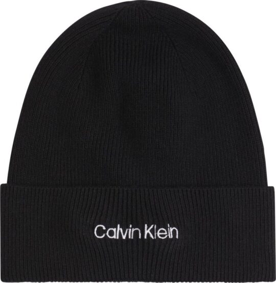 Kapa CALVIN KLEIN Essential Knit - siva, pletena, ženska