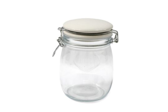 Posoda SILFC Heart - steklena s pokrovom, 17x11 cm