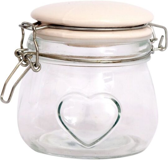 Posoda SILFC Heart - steklena s pokrovom, 11x11 cm