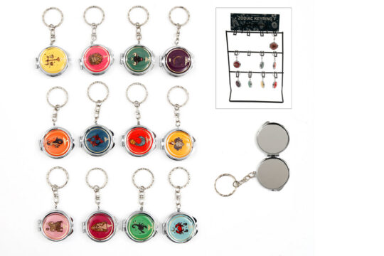 Obesek za ključe SILFC - ogledalo 4 cm, zodiak