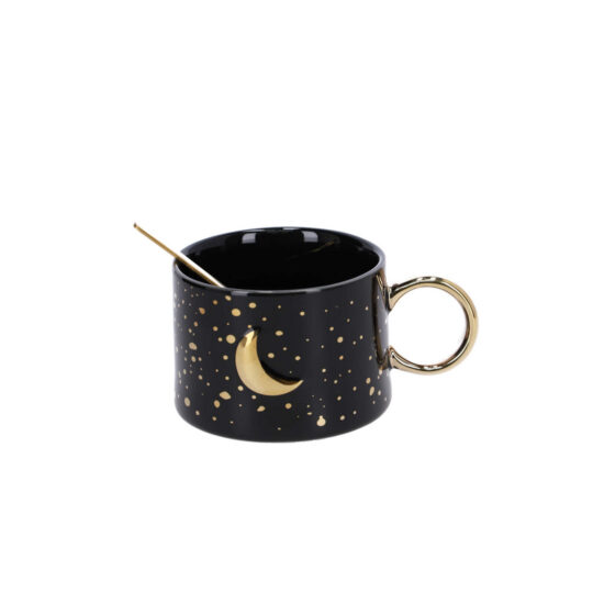 Skodelica KJUT VAJB - črna, 350 ml, z žličko