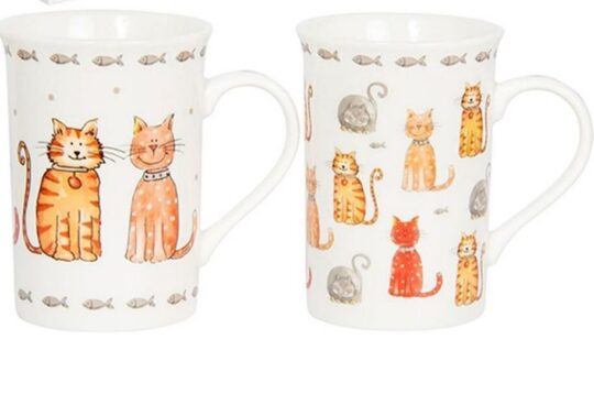 2-delni set skodelic LASSER PAVEY Faithful Friends Cat