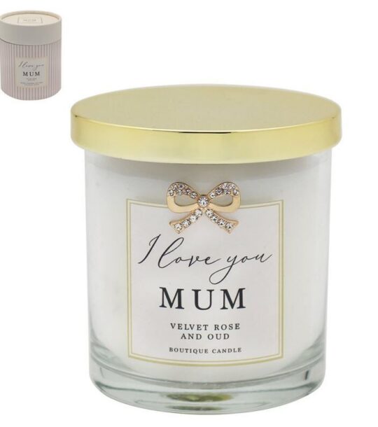 Sveča LASSER PAVEY Love You Mom - bela, dišeča