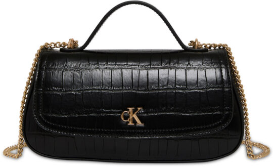 Torbica za čez ramo CALVIN KLEIN Croc - črna