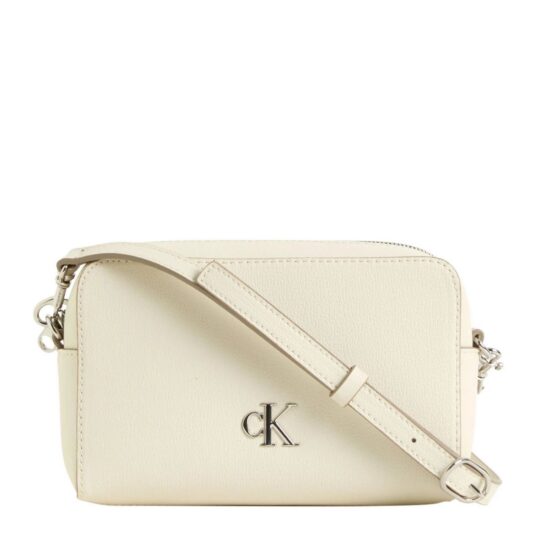 Torbica za čez ramo CALVIN KLEIN Minimal Monogram EW - srebrna, ženska