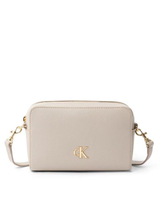 Torbica za čez ramo CALVIN KLEIN Minimal Monogram EW - bež, elegantna, ženska