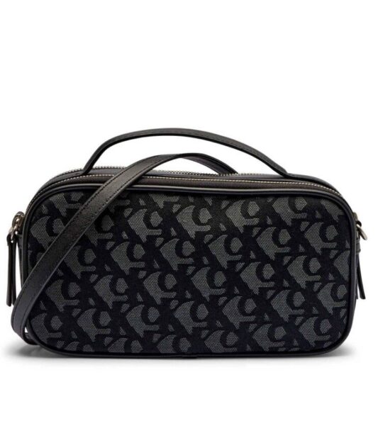 Torbica za čez ramo CALVIN KLEIN Monogram - črna, elegantna, ženska