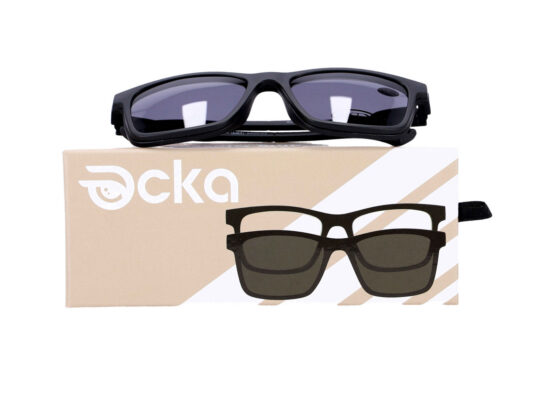 Bralna očala z clip-on sončnim nastavkom - za njo in zanj, črna, +1,50 dioptrije