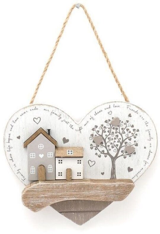 Stenska dekoracija Heart - lesena, 16 cm