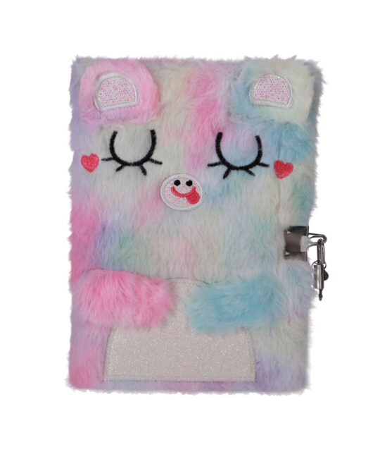 Blok SUPERSTAR pliš - A5, muca, s ključavnico, 80 listov