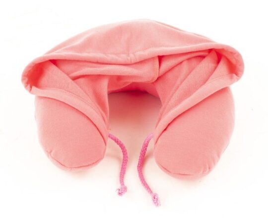 Potovalna blazina TRAVEL & MORE Hood - roza, s kapuco