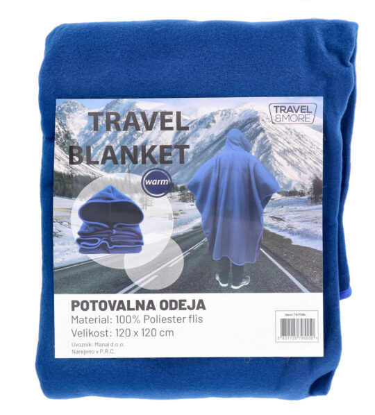 Potovalna odeja TRAVEL AND MORE - s kapuco, 120×120 cm