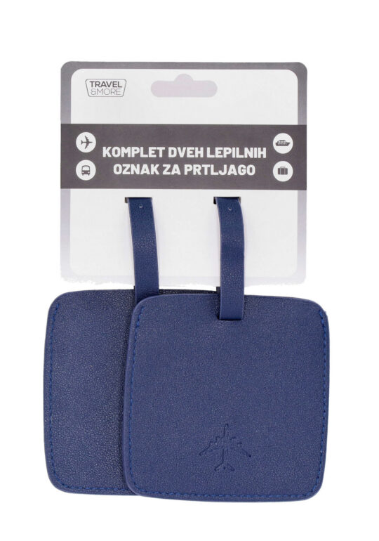 Oznaka za kovček TRAVEL AND MORE Ovalni kvadrat - temno modra, 2 kosa
