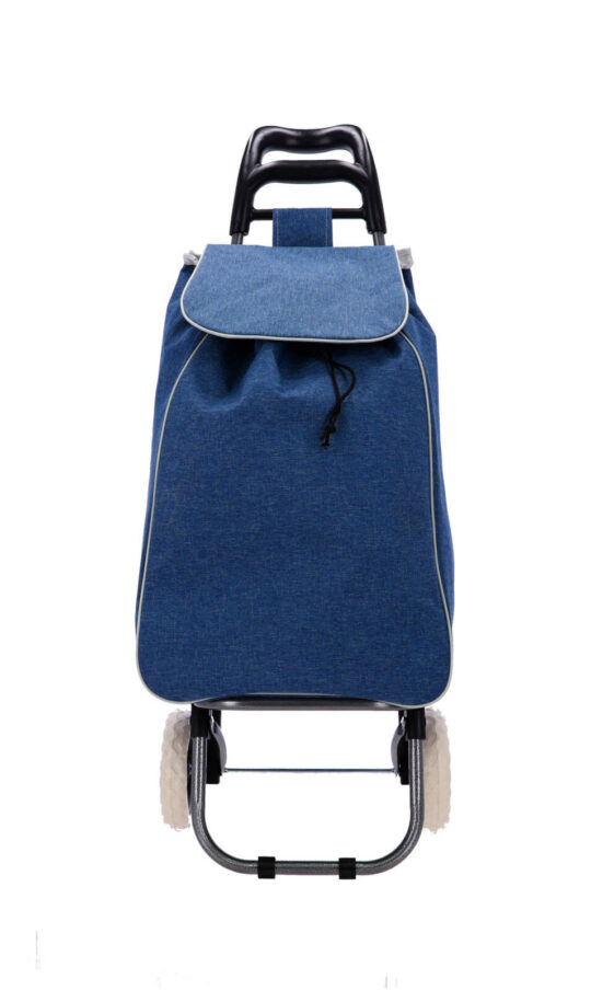 Nakupovalni voziček TRAVEL AND MORE - denim jenas temno moder, enojna kolesa, 28x36x95 cm