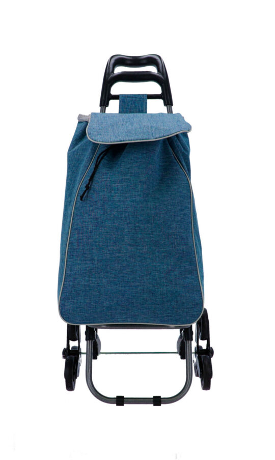 Nakupovalni voziček TRAVEL AND MORE - denim jenas temno moder, trojna kolesa, 32x40x96 cm