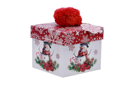 Darilna škatla SNOWMAN POMPOM velikost S
