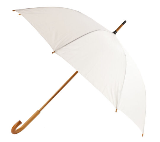 Dežnik - avtomatski, dolg lesen ročaj, bež